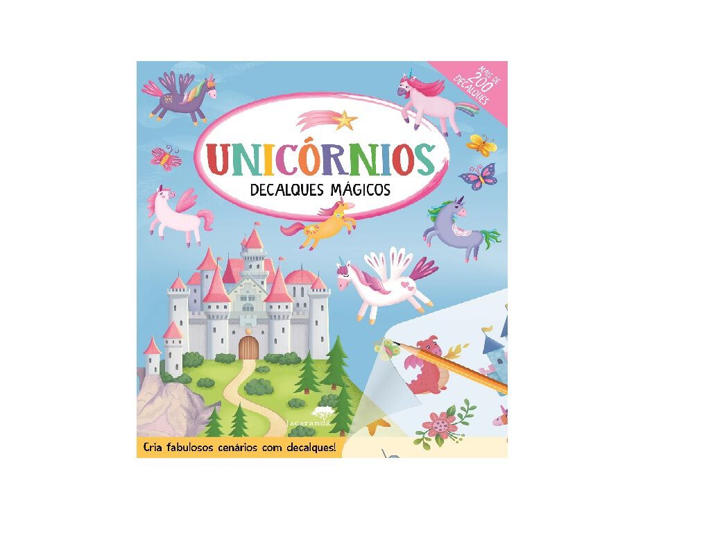 LIVRO UNIC&Oacute;RNIOS DECALQUES M&Aacute;GICOS image number 1