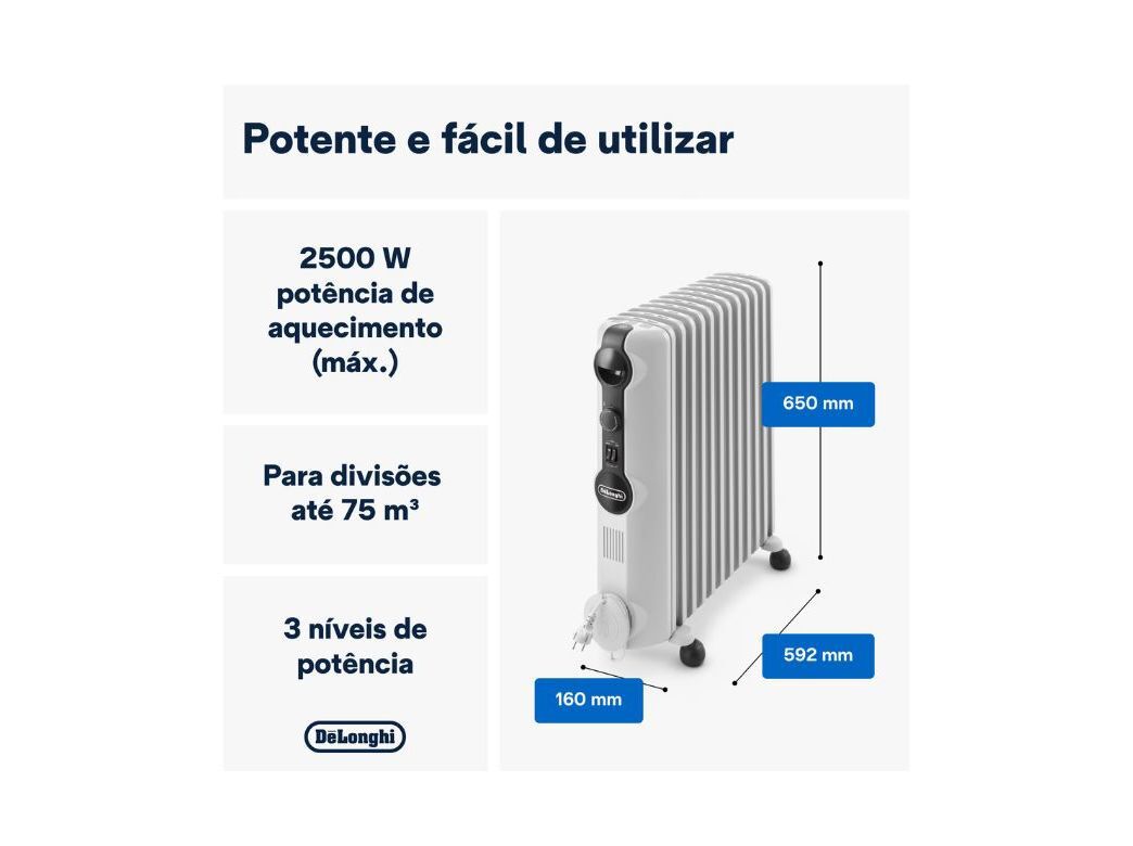 AQUECEDOR A &Oacute;LEO DELONGHI TRRSE1225 RADIAS EASYTRONIC 2500W image number 1