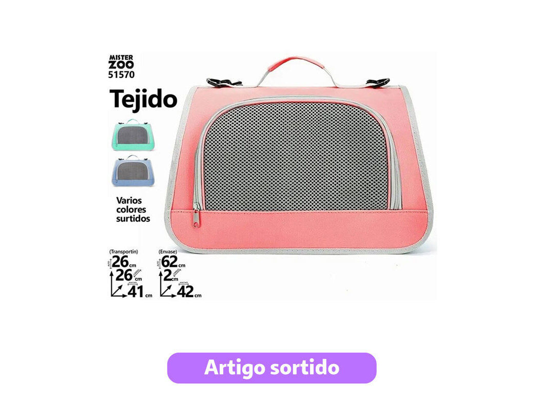 TRANSPORTADORA PARA C&Atilde;O MISTER ZOO 26X26X41CM CORES SORTIDAS