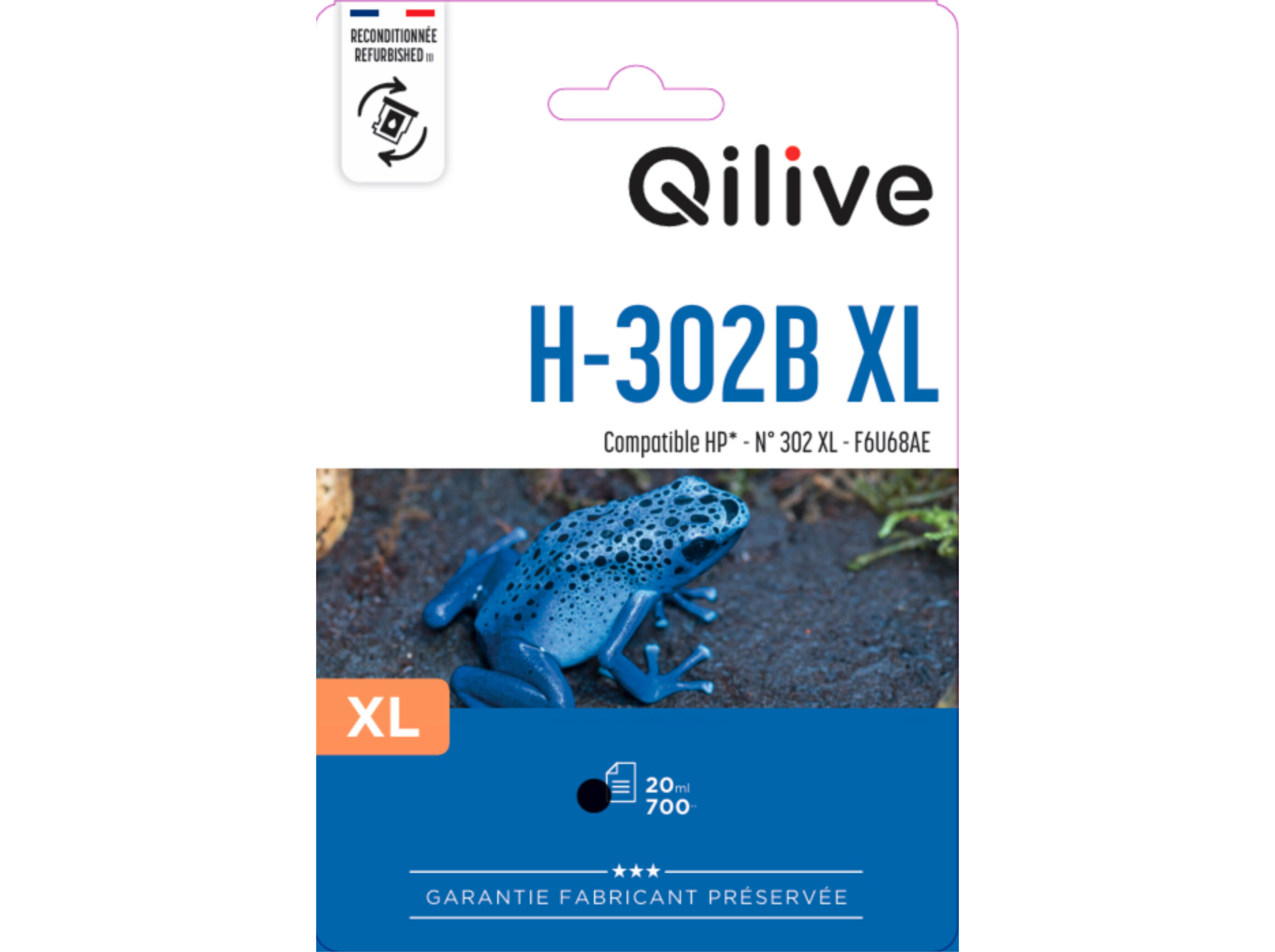 TINTEIROS COMPAT/ RECICL QILIVE HP H-302B XL BK 20ML image number 0