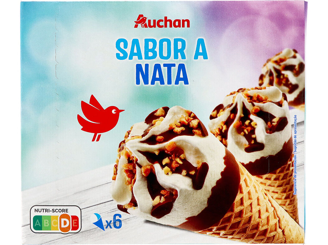 GELADO AUCHAN CONE NATA 6X120ML image number 0