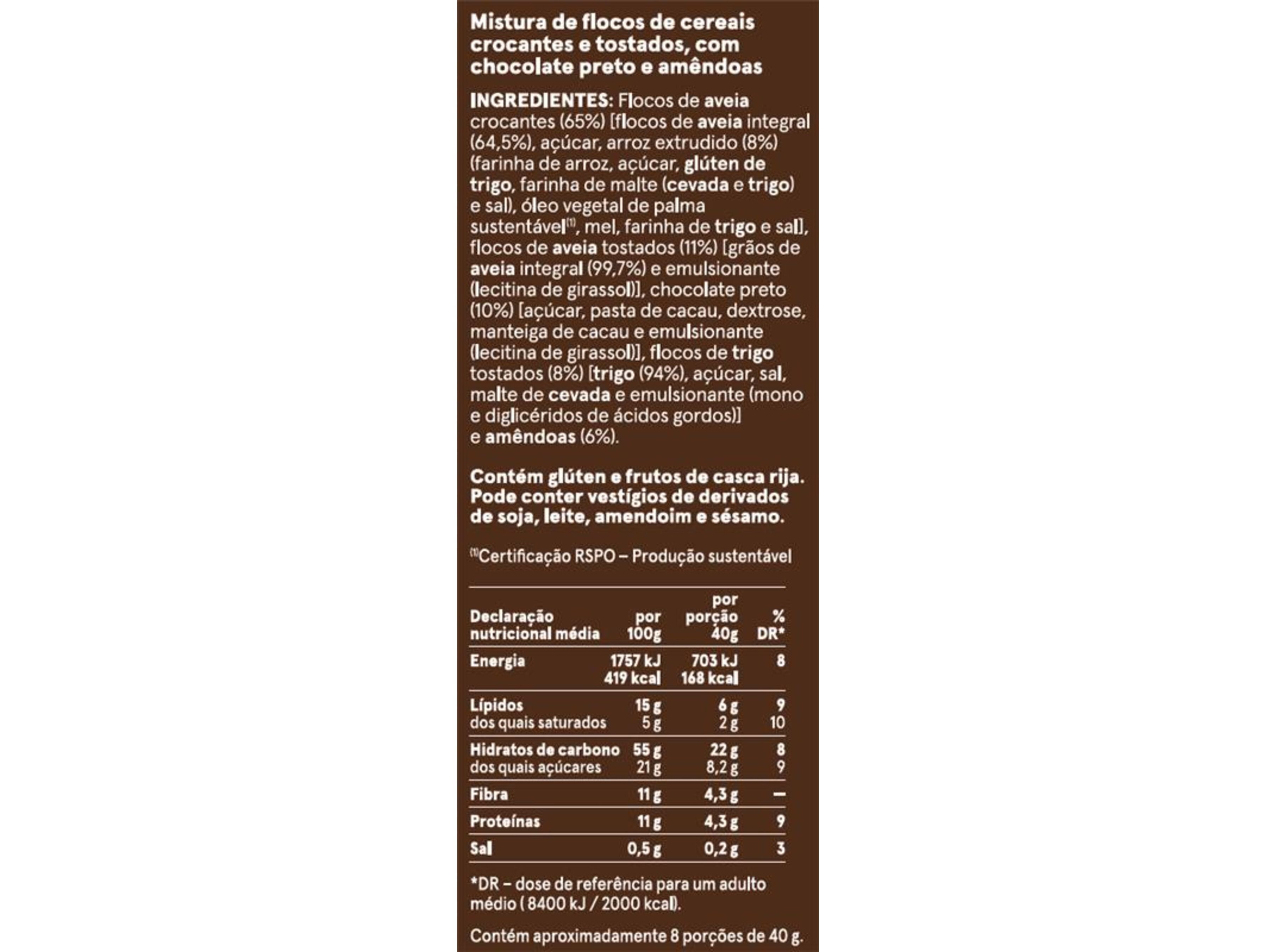 CEREAIS MUESLI SALUTEM CHOCOLATE E AMENDOA 300G image number 1