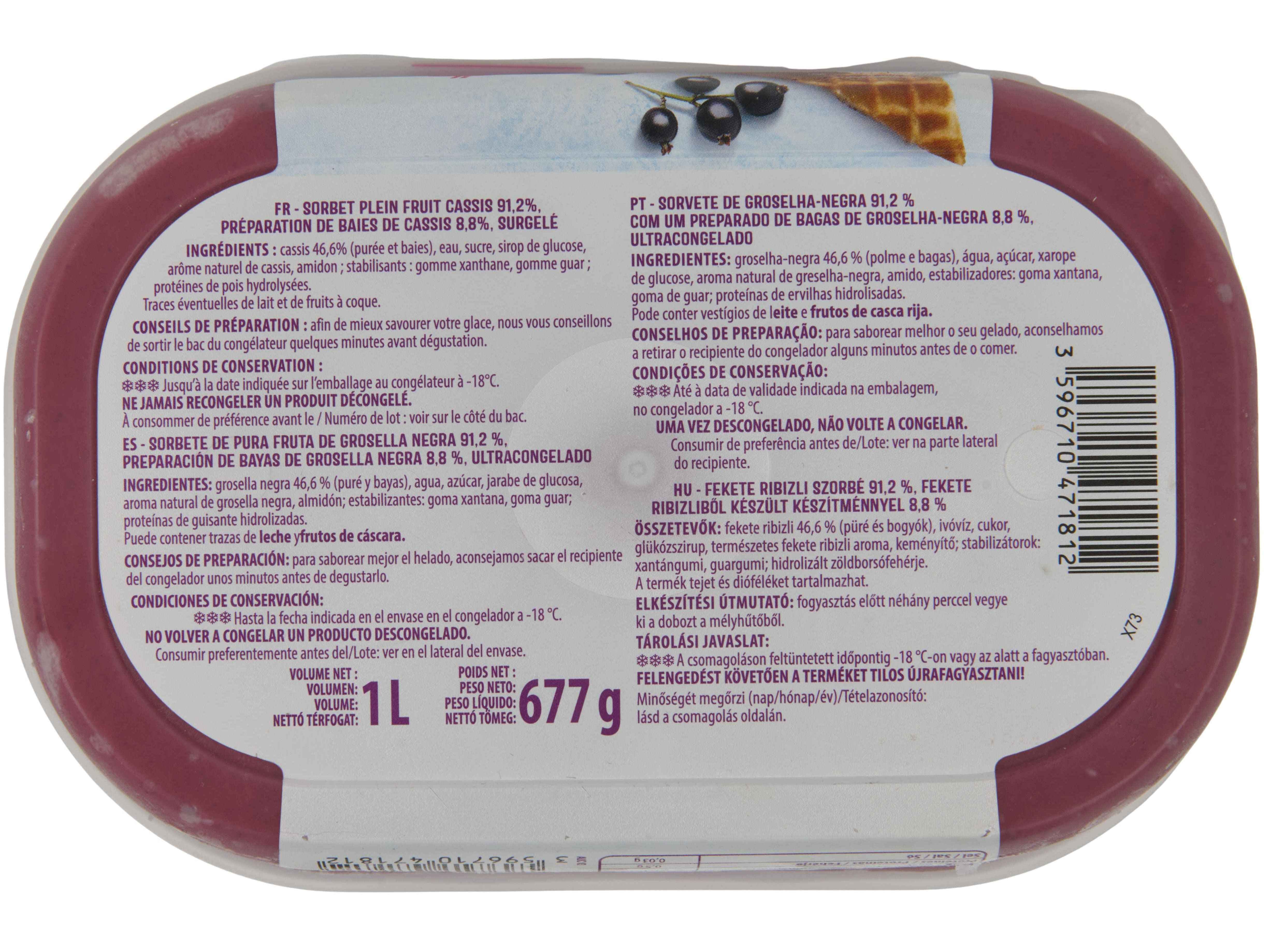 SORBET AUCHAN GROSELHA-NEGRA COM PEDA&Ccedil;OS 1L image number 2