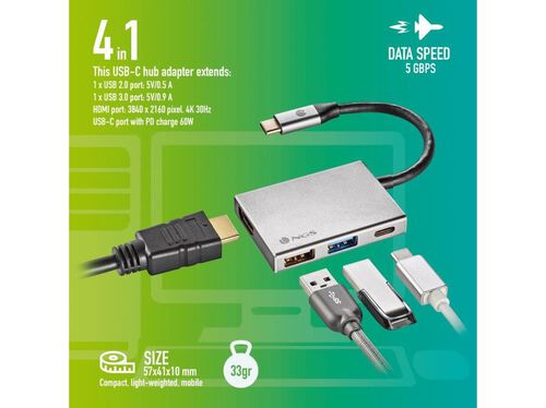 MULTI ADAPTADOR NGS WONDERDOCK4 4 PARA 1 USB-C