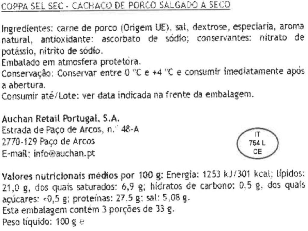 COPPA AUCHAN 12 FATIAS 100G image number 1