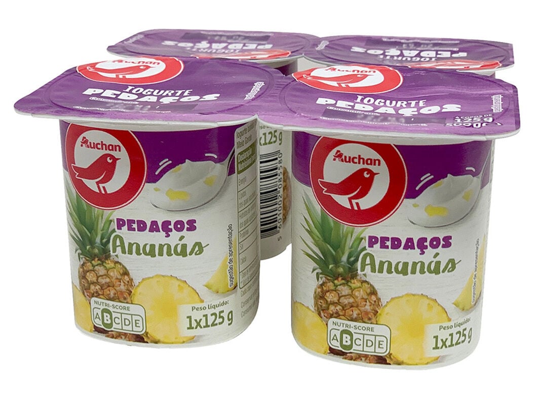 IOGURTE AUCHAN PEDA&Ccedil;OS ANAN&Aacute;S 4X125G image number 0