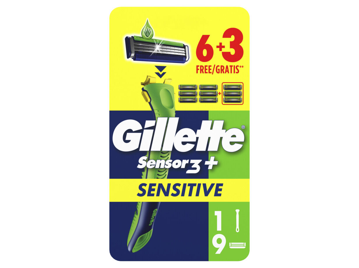 L&Acirc;MINAS DESCART&Aacute;VEIS GILLETTE SENSOR3 PLUS SENSITIVE 6+3UN