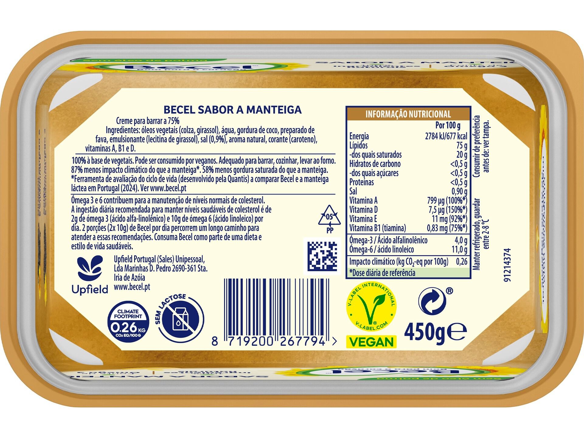 CREME VEGETAL BECEL SABOR A MANTEIGA 225G image number 1