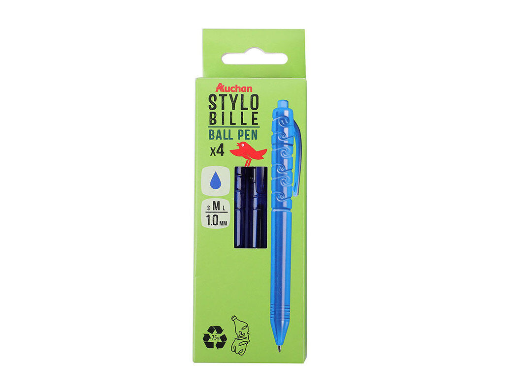 ESFEROGR&Aacute;FICA RETR&Aacute;TIL AUCHAN AZUL 4 UNIDADES 1MM image number 0