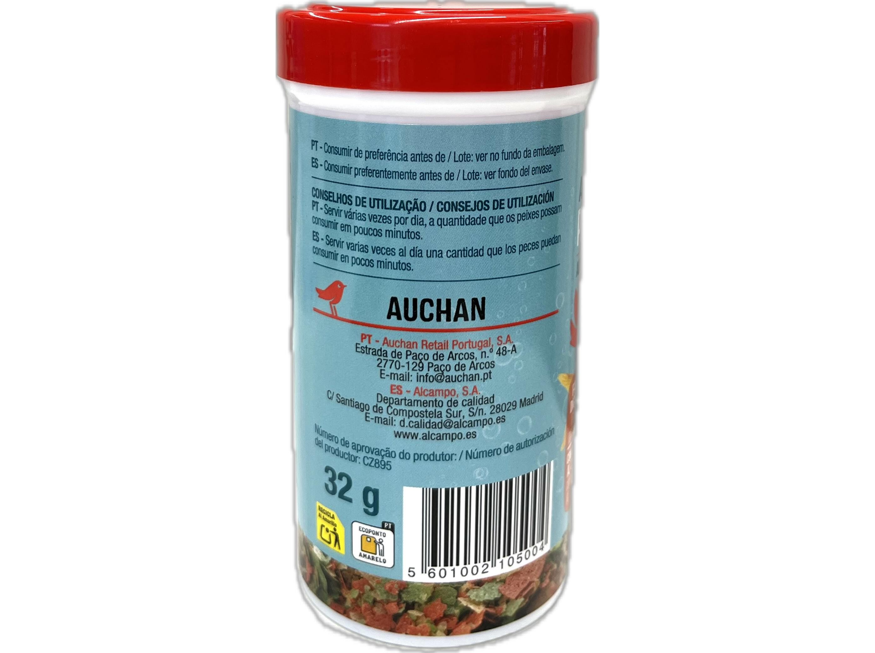 COMIDA PARA PEIXES AUCHAN &Aacute;GUA FRIA EM FLOCOS 32G image number 2
