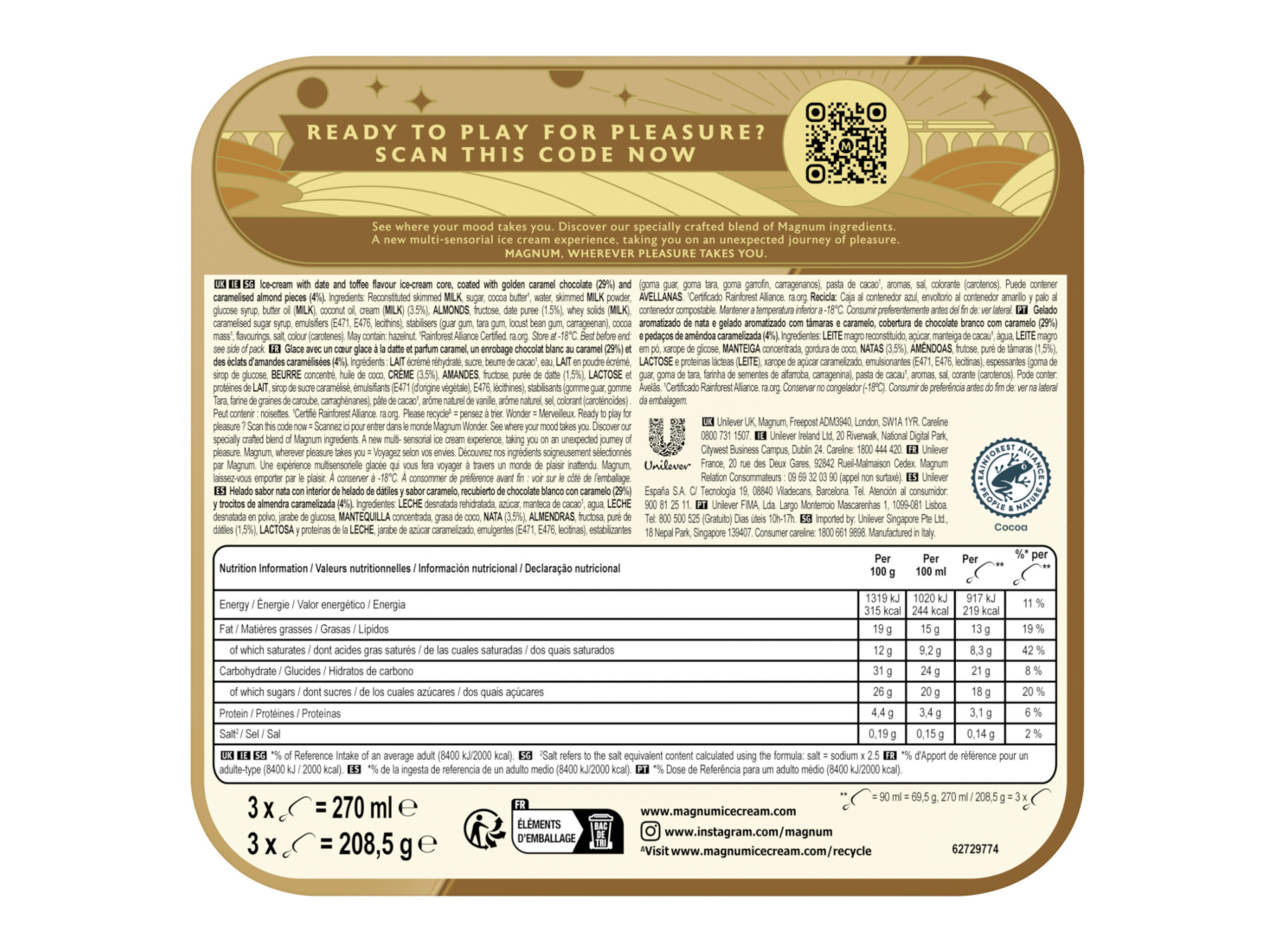 GELADO MAGNUM WONDER 3X90ML image number 2