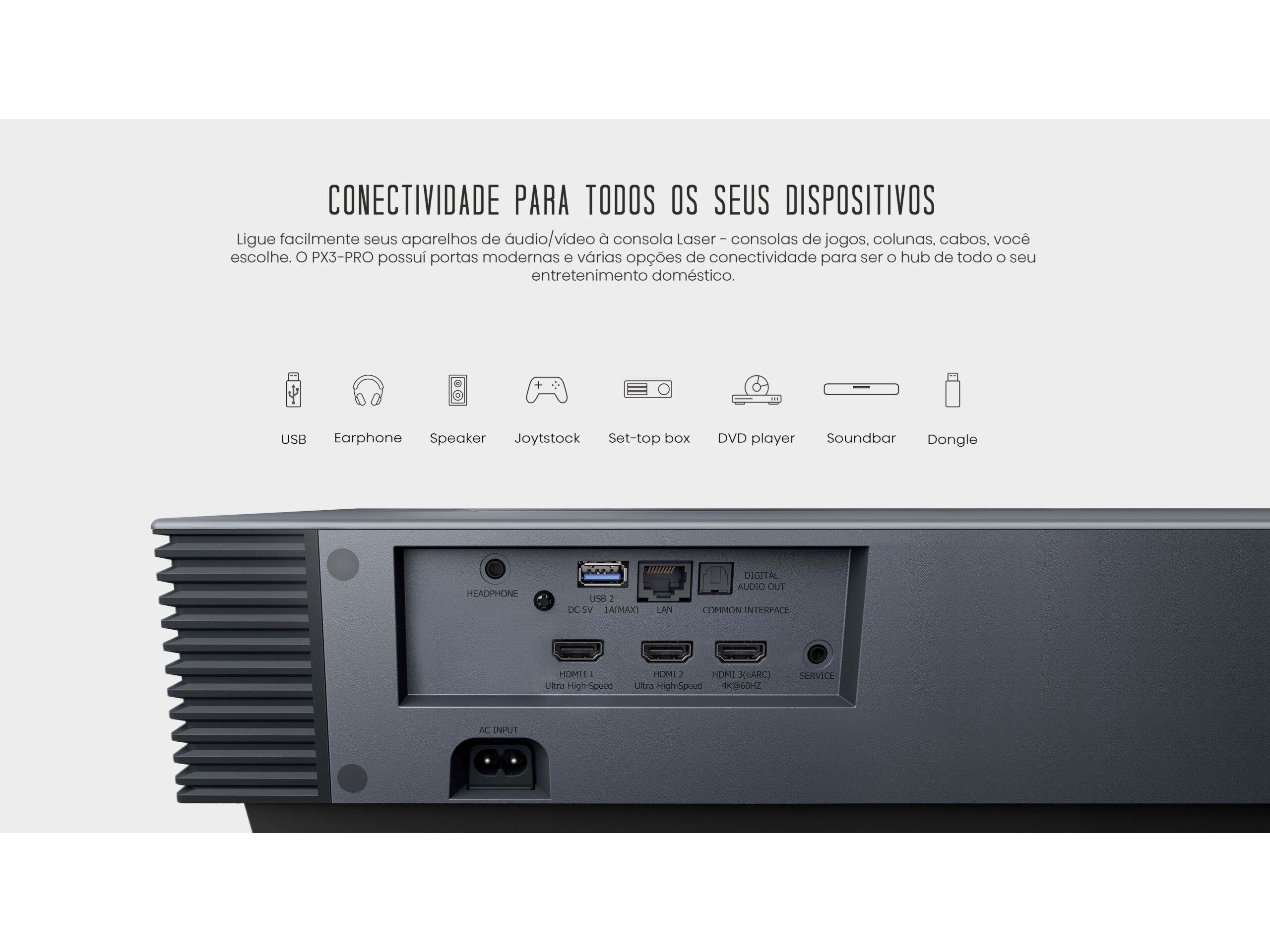 PROJETOR LASER HISENSE PX3-PRO (80" E 150" TRIPLE LASER 4K) image number 4