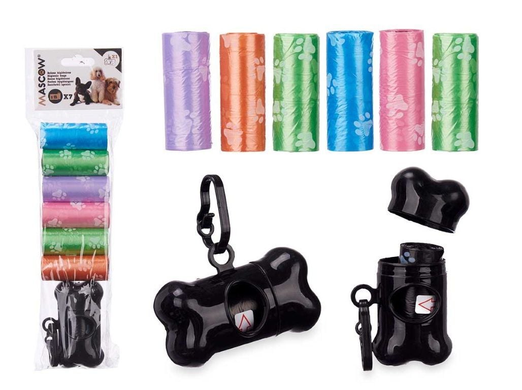 SACOS PARA DEJETOS MASCOW COM DISPENSADOR 7 UNIDADES