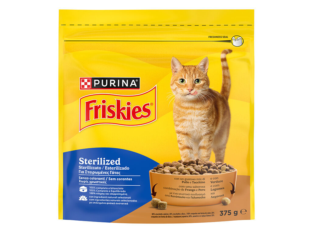 RA&Ccedil;&Atilde;O PARA GATO FRISKIES ESTERILIZADO COM PERU 375G image number 1