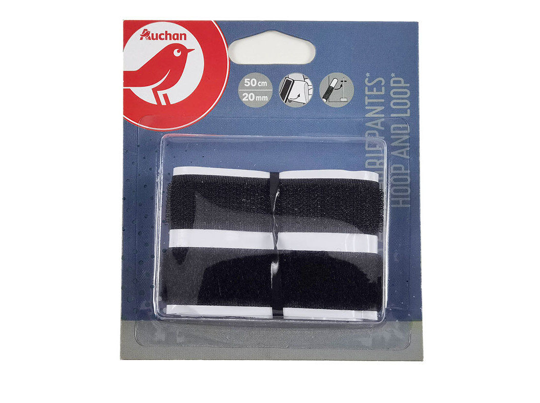 FITA DE FIXA&Ccedil;&Atilde;O AUCHAN PRETO 2 UNIDADES 50CMX20MM