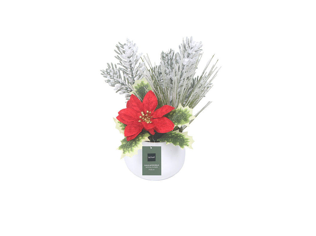 VASO COM POINS&Eacute;TIA ACTUEL VERMELHO 21CM image number 0