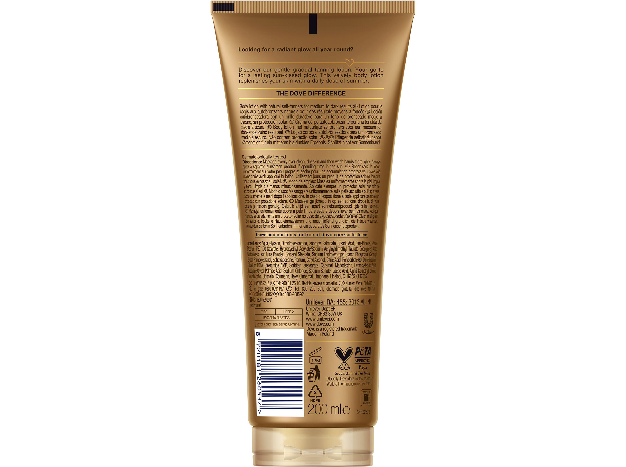 LO&Ccedil;&Atilde;O DOVE CORPORAL SUMMER REVIVED ESCURO 200ML image number 2