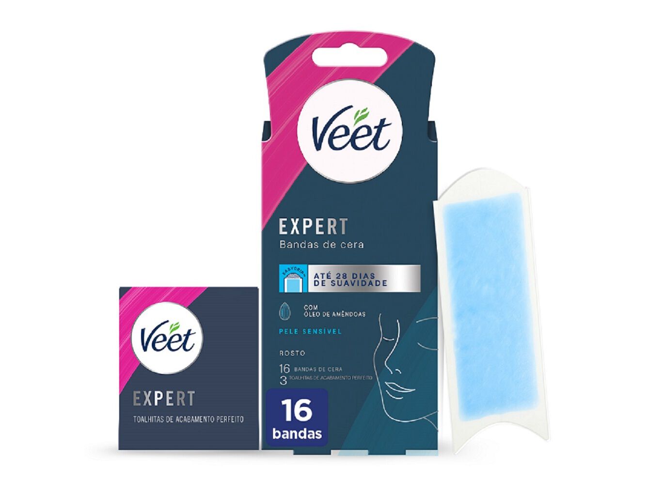 BANDAS CERA FACIAL VEET EXPERT PELE SENS&Iacute;VEL 16UN