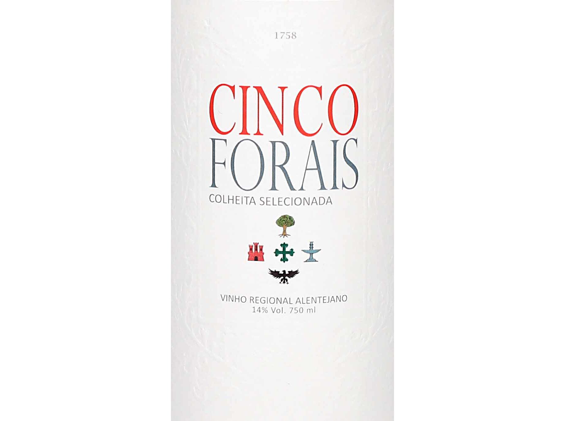 VINHO TINTO CINCO FORAIS ALENTEJO COLHEITA SELECIONADA 0.75L image number 1