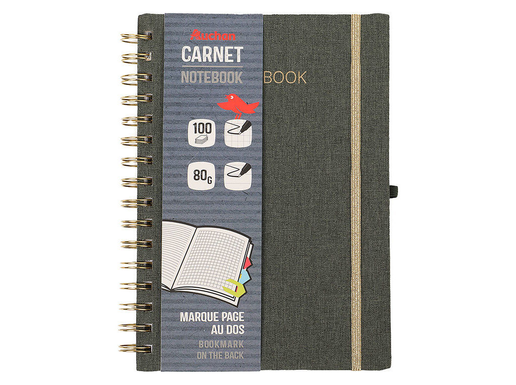 CADERNO ESPIRAL A5 AUCHAN CAPA TECIDO image number 0