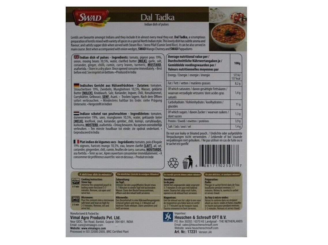 REFEI&Ccedil;&Atilde;O TADKA DAL SWAD 300G image number 1
