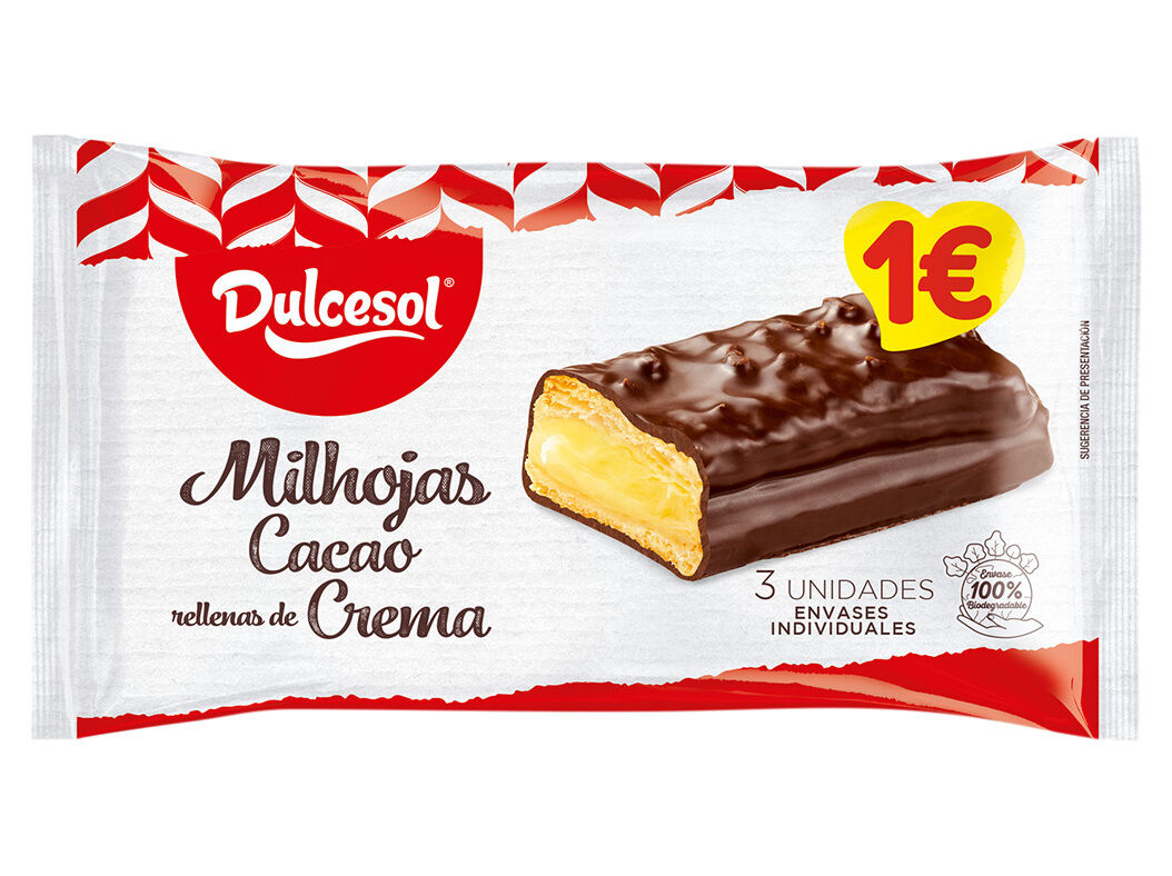 MILHOJITAS DULCESOL CHOCOLATE 3UN 150G image number 0