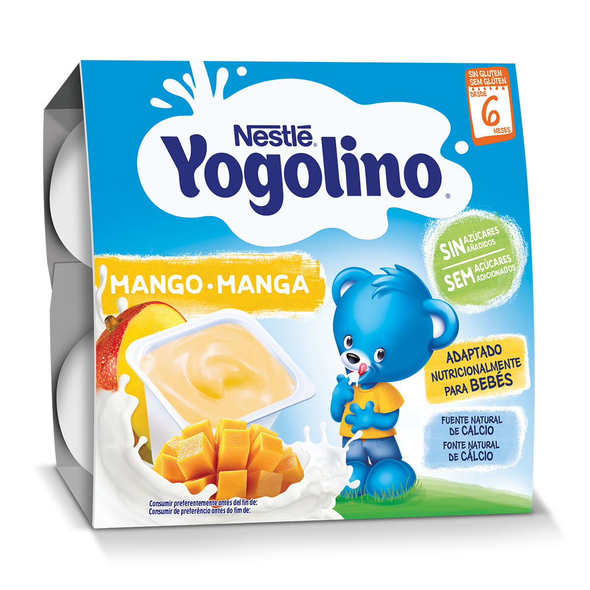 SOBREMESA L&Aacute;CTEA NESTL&Eacute; YOGOLINO 0% A&Ccedil;&Uacute;CAR MANGA 4X100G image number 0