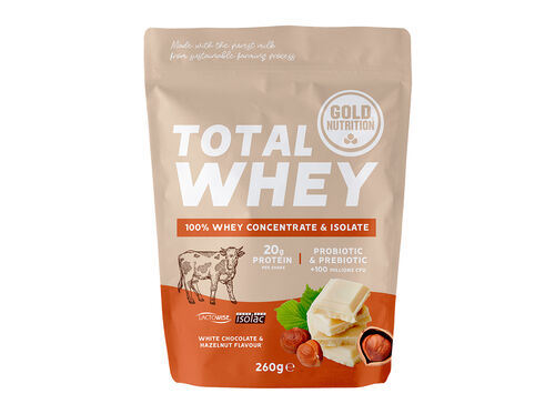 PROTEÍNA GOLDNUTRITION TOTAL WHEY CHOCOLATE BRANCO AVELÃ 260G image number 0