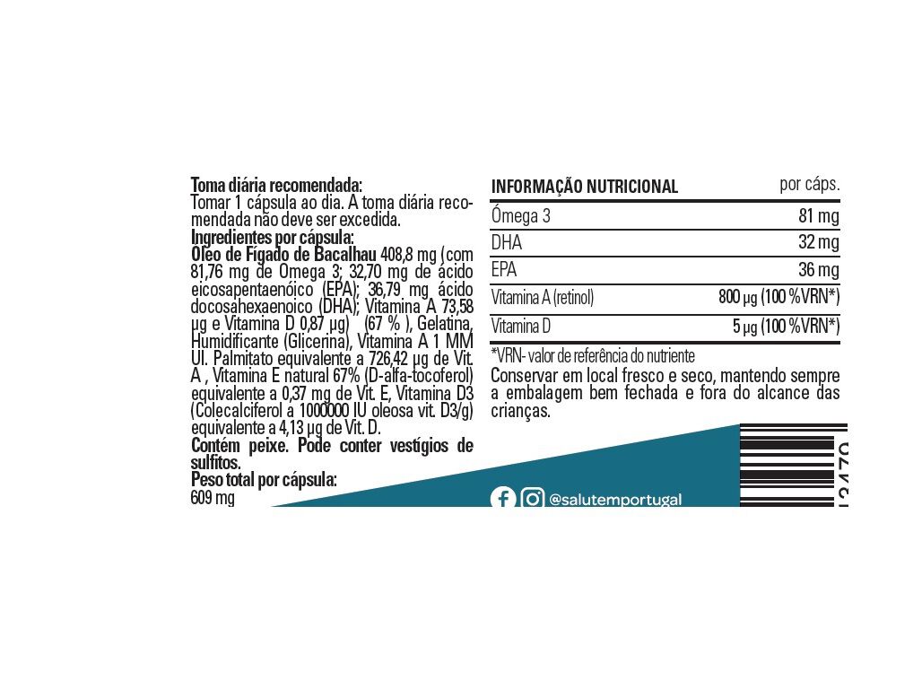 SUPLEMENTO SALUTEM &Oacute;LEO F&Iacute;GADO BACALHAU 90 CAPS image number 1