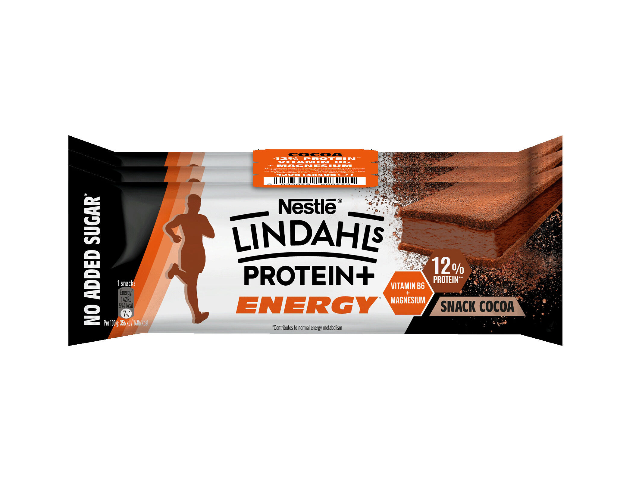 SNACK PROTEICO LINDAHLS ENERGY CACAU 3X40G image number 0
