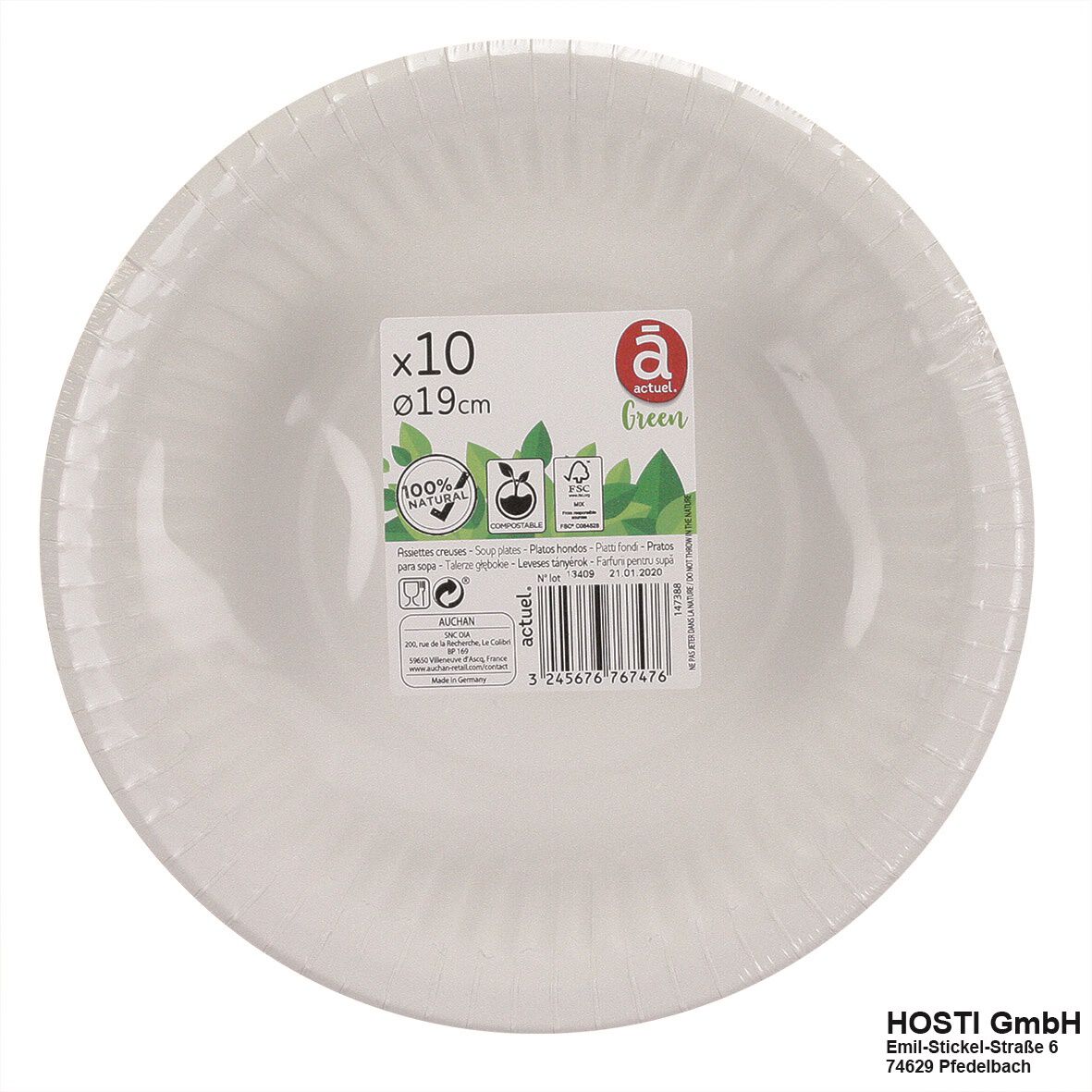 PRATO ACTUEL CART&Atilde;O COMPOST&Aacute;VEL 19CM PACK 10 UNIDADES image number 0