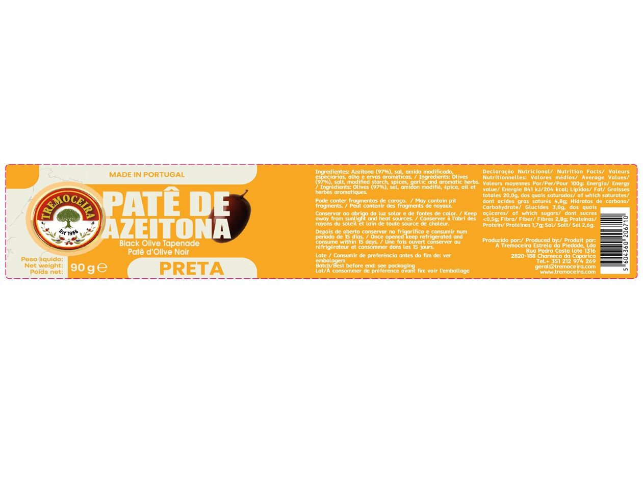 PASTA AZEITONA TREMOCEIRA PRETA 90G image number 1