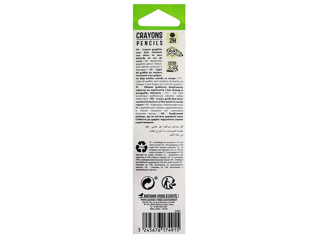 CONJUNTO DE 3 L&Aacute;PIS AUCHAN GRAFITE 2H image number 2