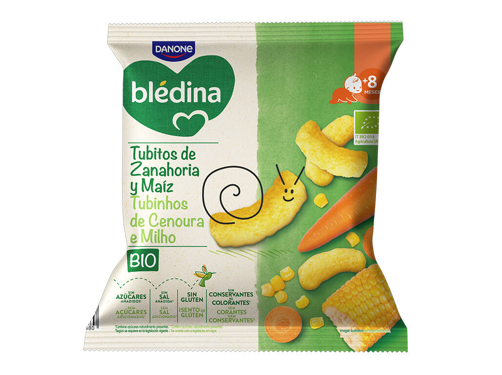 SNACK BLEDINA BIO TUBINHOS CENOURA E MILHO 20G