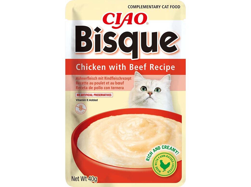 COMIDA H&Uacute;MIDA GATO CIAO BISQUE FRANGO / VITELA 40G image number 0