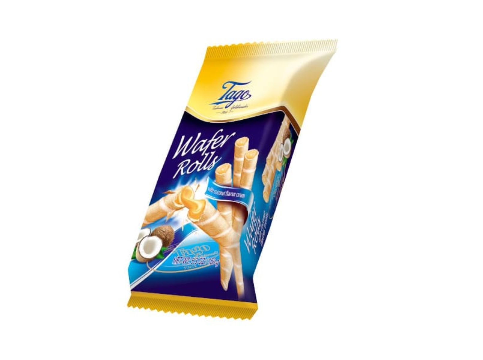 WAFFERS TAGO ROLINHOS COM COCO 150G image number 1