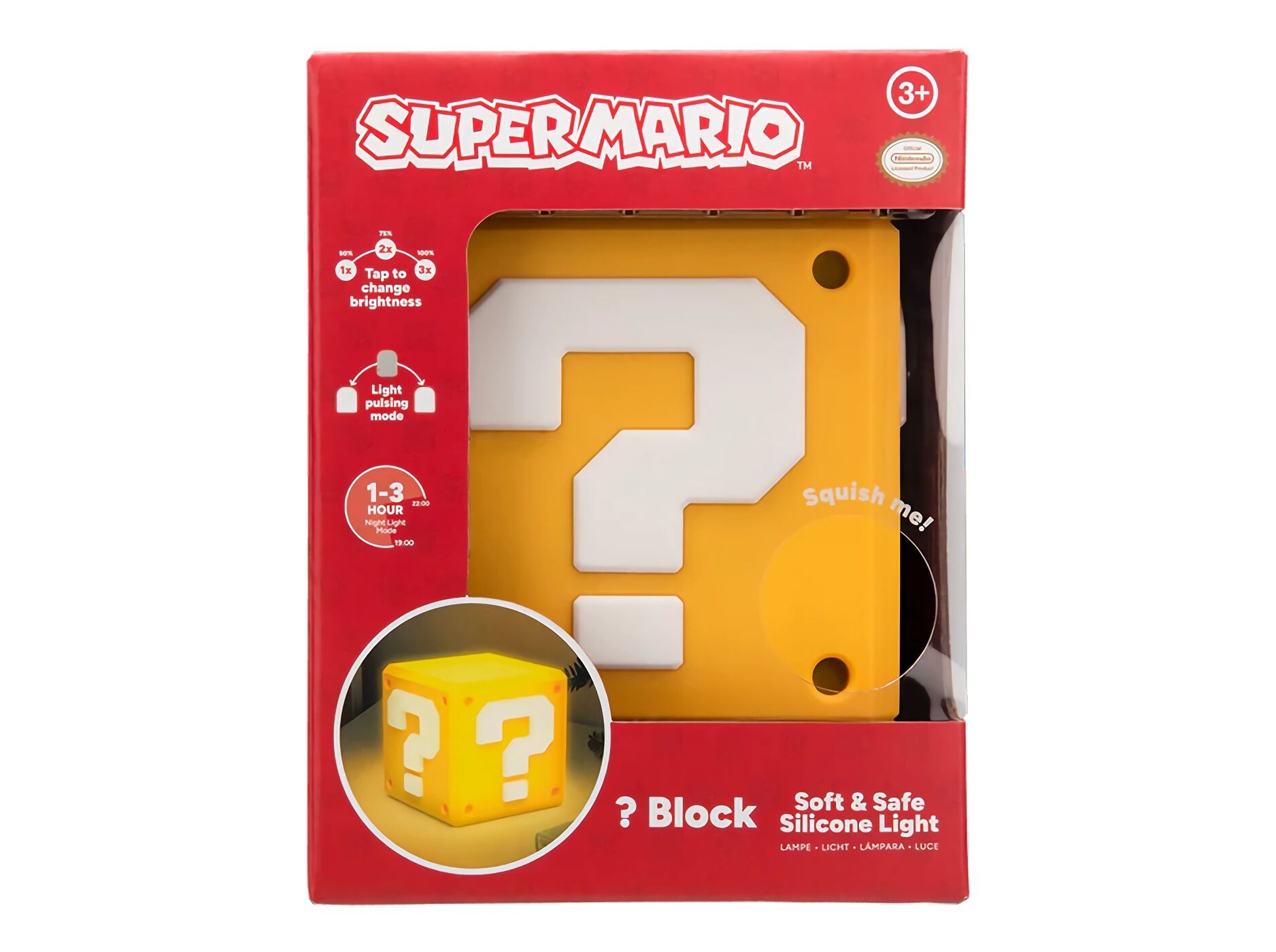 LUZ LED NEON SUPER MARIO SQUISHYGLO QUESTION BLOCK image number 2