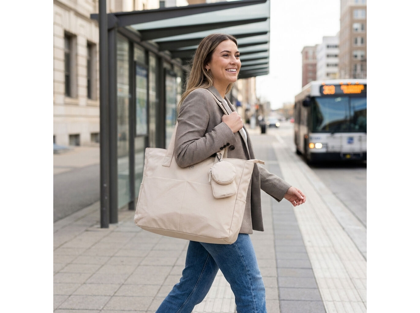 TOTE BAG ENDLESS OXFORD BEGE 41X31X11CM image number 1