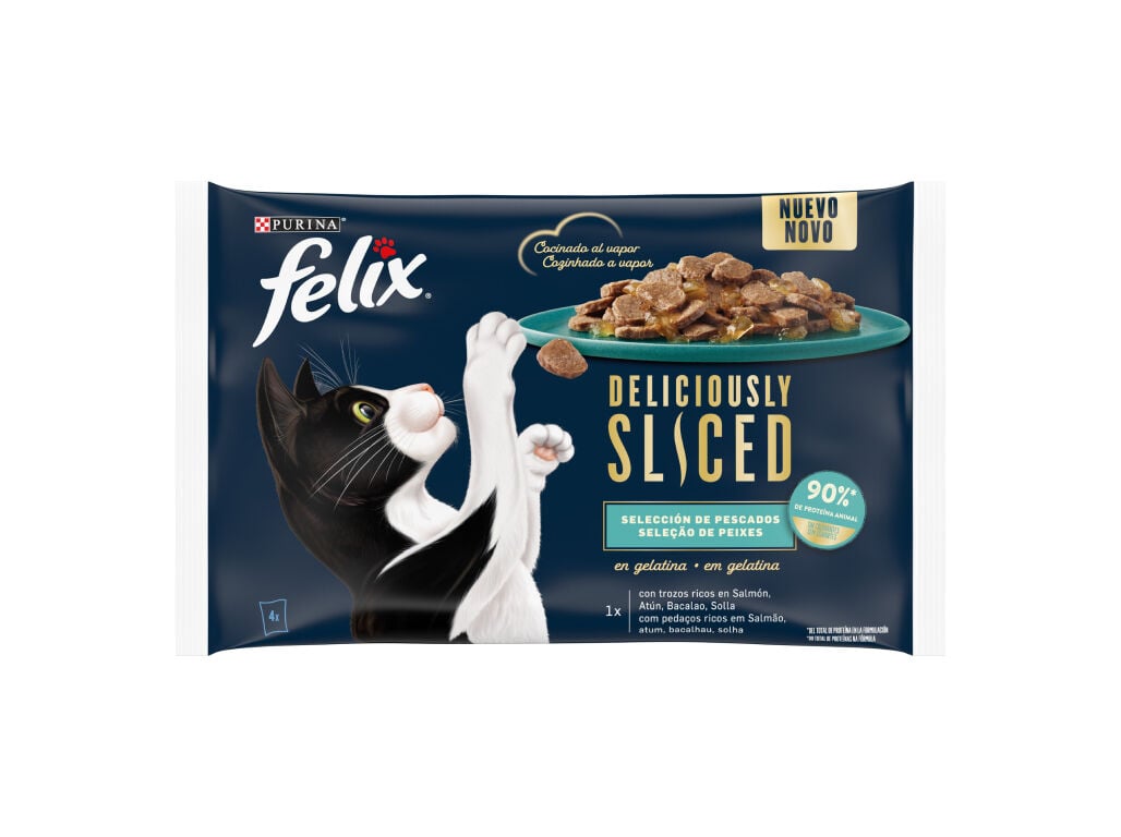 COMIDA H&Uacute;MIDA PARA GATO FELIX DELICIOUSLY SLICED PEIXE 4X80G image number 1