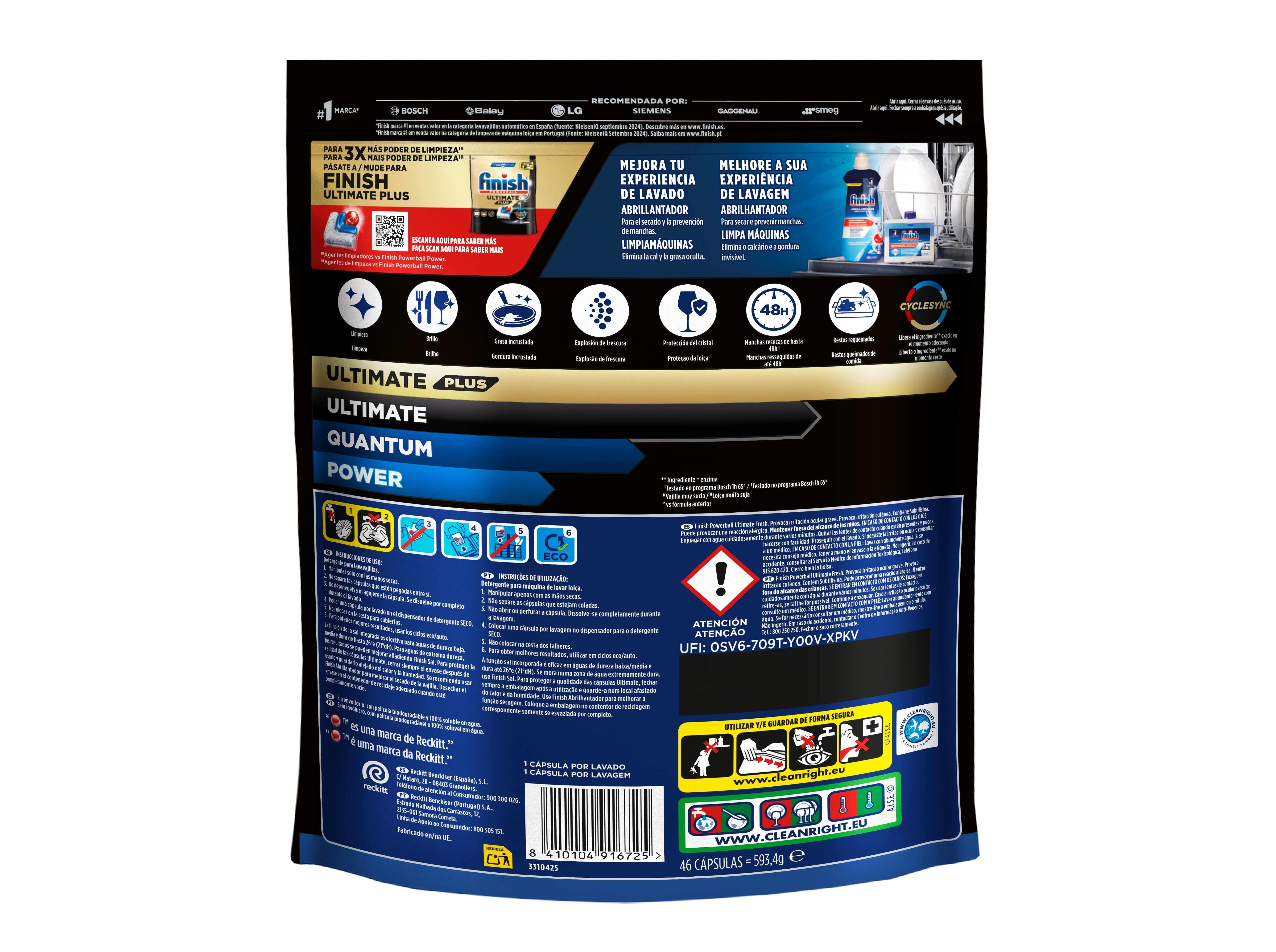 DETERGENTE LOI&Ccedil;A M&Aacute;QUINA FINISH ULTIMATE REGULAR 46P image number 1