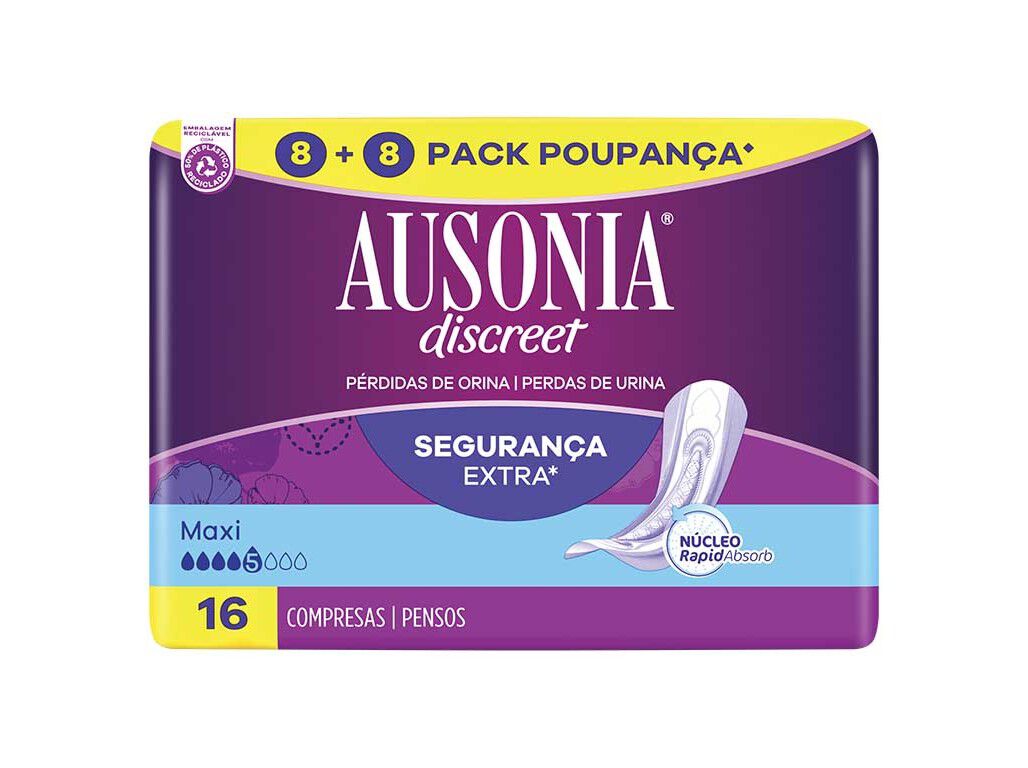 PENSOS INCONTIN&Ecirc;NCIA MAXI AUSONIA DISCREET 16 UN image number 1