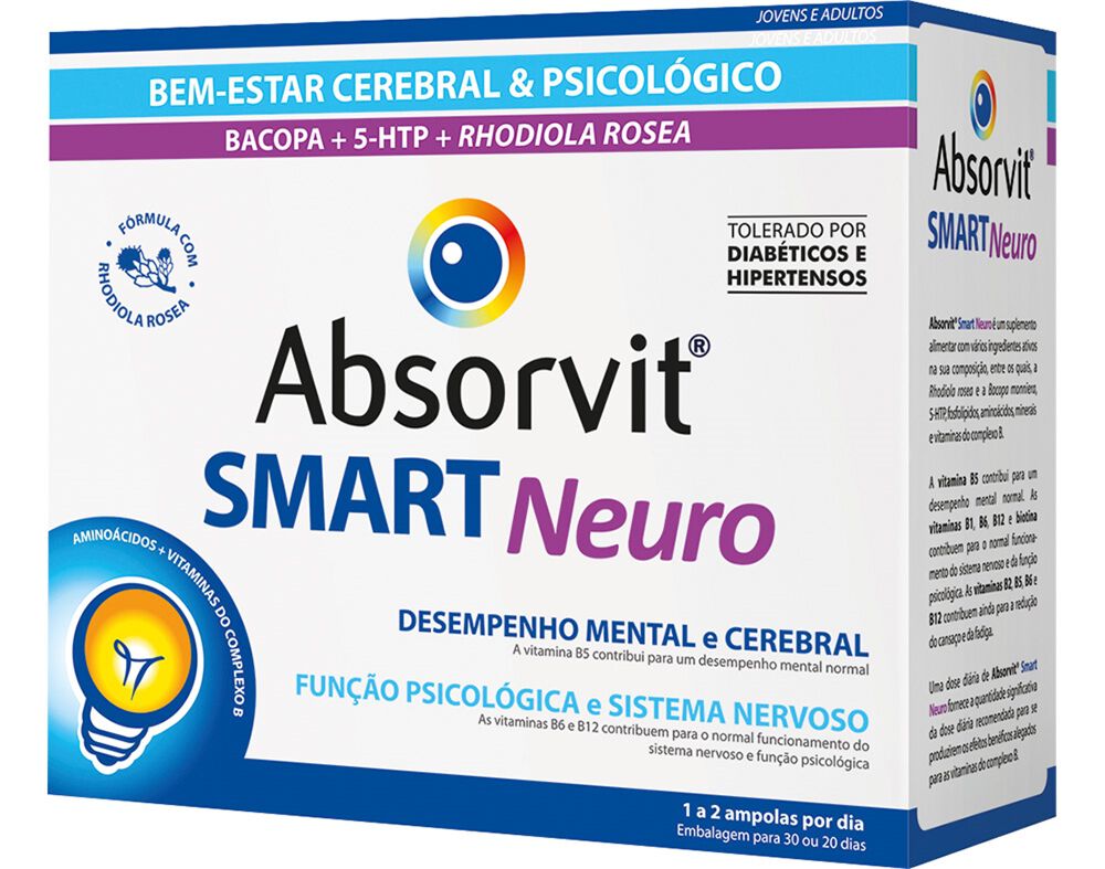 SUPLEMENTO ABSORVIT SMART NEURO 30 AMPOLAS