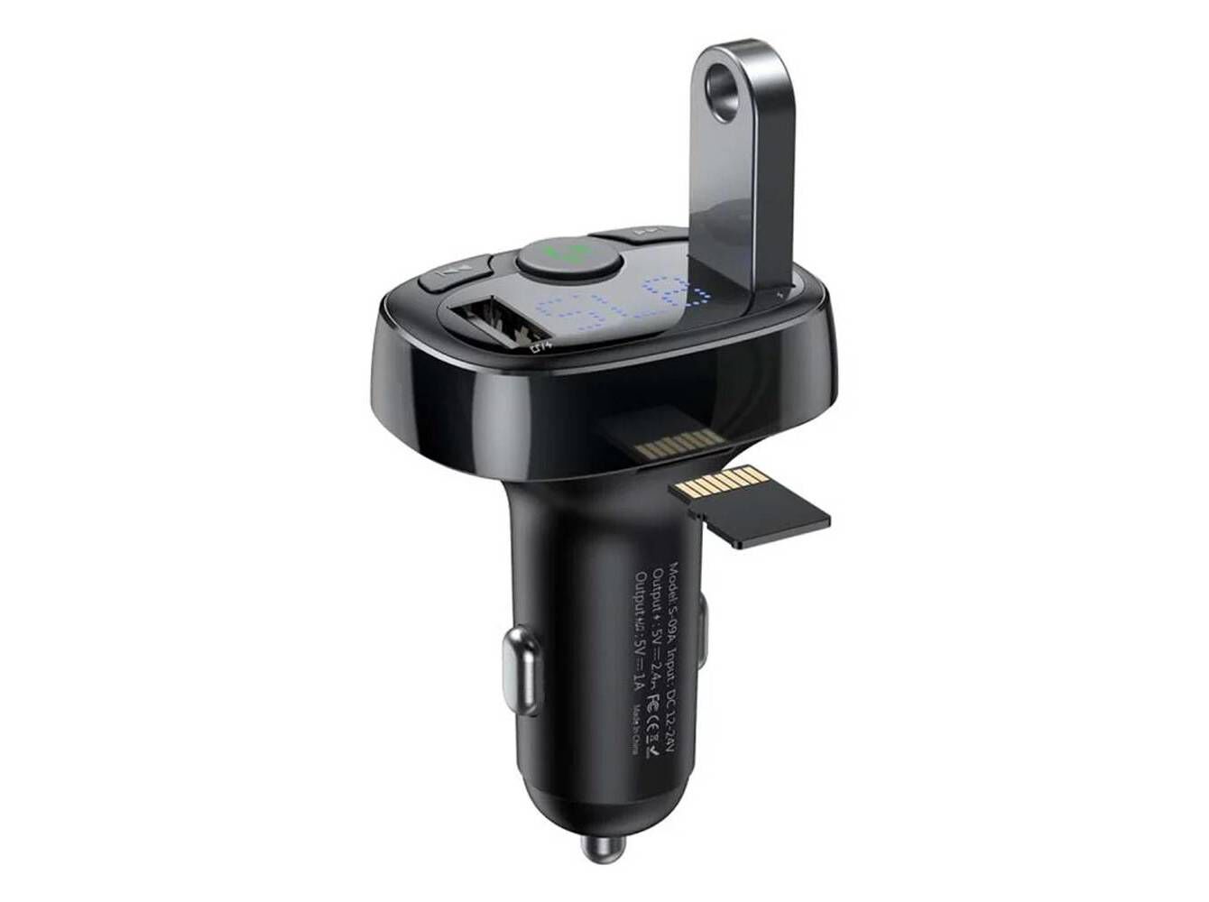 CARREGADOR DE ISQUEIRO BASEUS S-09A 3.4A DUAL USB-A + TRANSMISSOR FM/BLUETOOTH/MICROSD PRETO image number 1