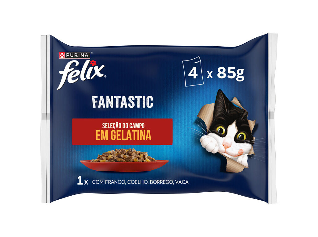 COMIDA H&Uacute;MIDA PARA GATO FELIX FANTASTIC SELE&Ccedil;&Atilde;O 4X85G image number 0