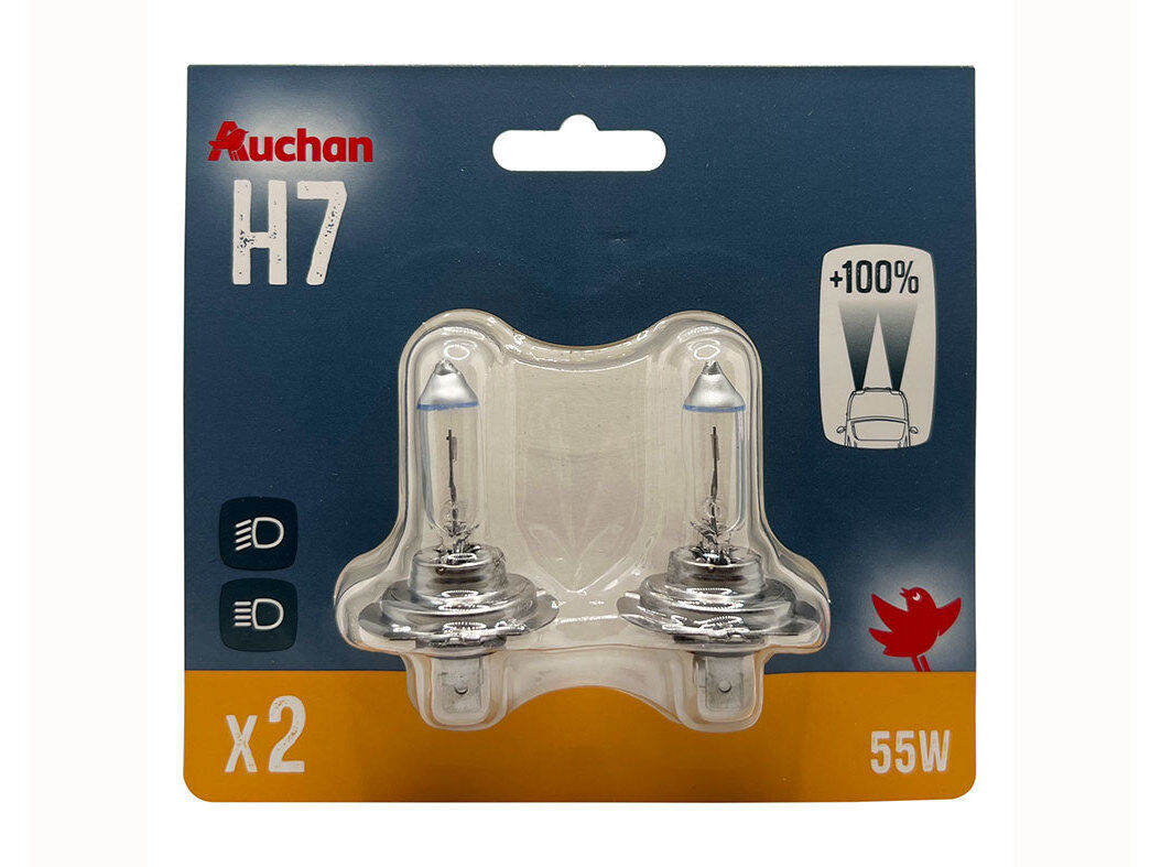 L&Acirc;MPADA AUTO AUCHAN H7 55W +100% 2 UNIDADES image number 0