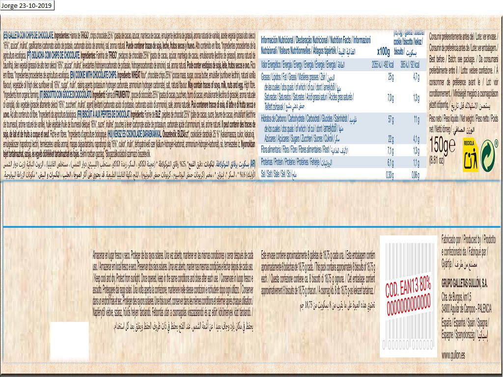 BOLACHA GULLON COOKIES BIO 150G image number 1