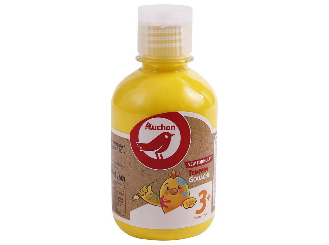 GUACHE AUCHAN CHICKY AMARELO 250ML