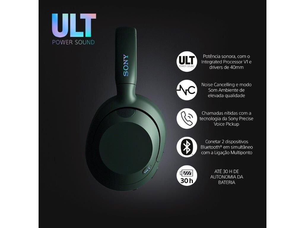 AUSCULTADORES BLUETOOTH SONY WH-ULT900NW (NOISE CANCELLING- VERDE) image number 2
