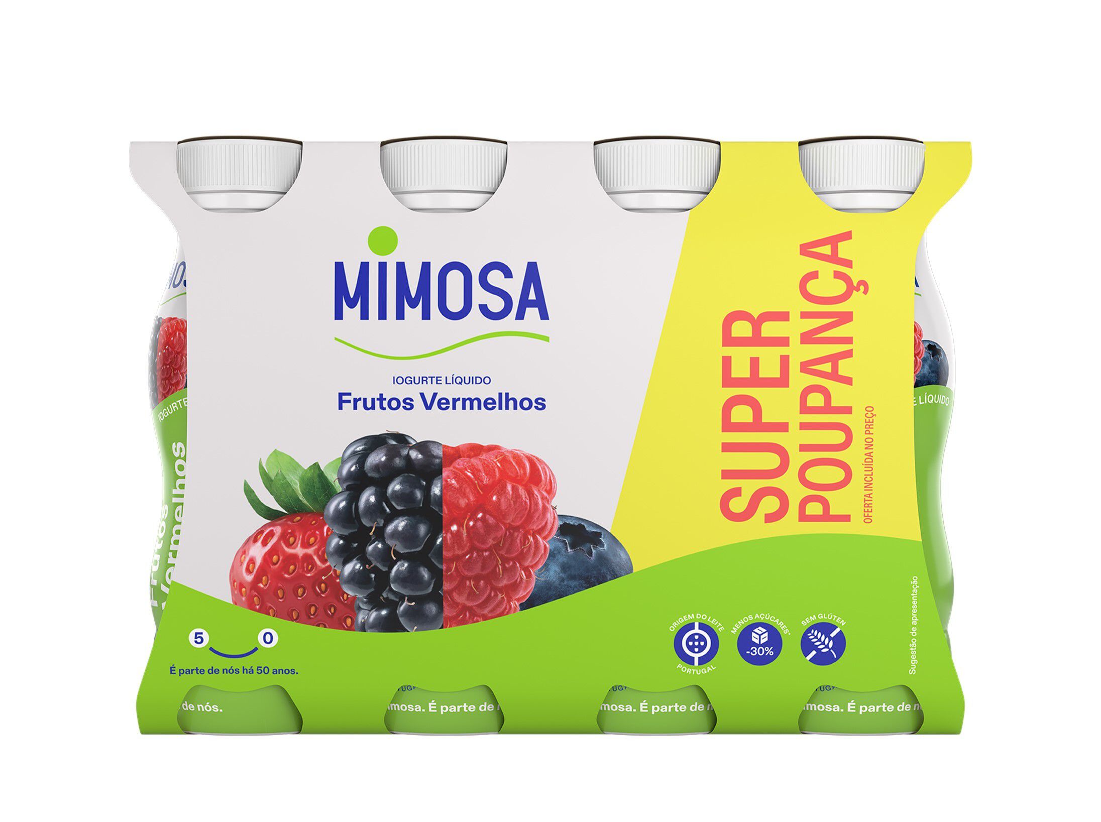 IOGURTE LIQUIDO MIMOSA FRUTOS VERMELHOS PACK POUPAN&Ccedil;A 8X151ML image number 1