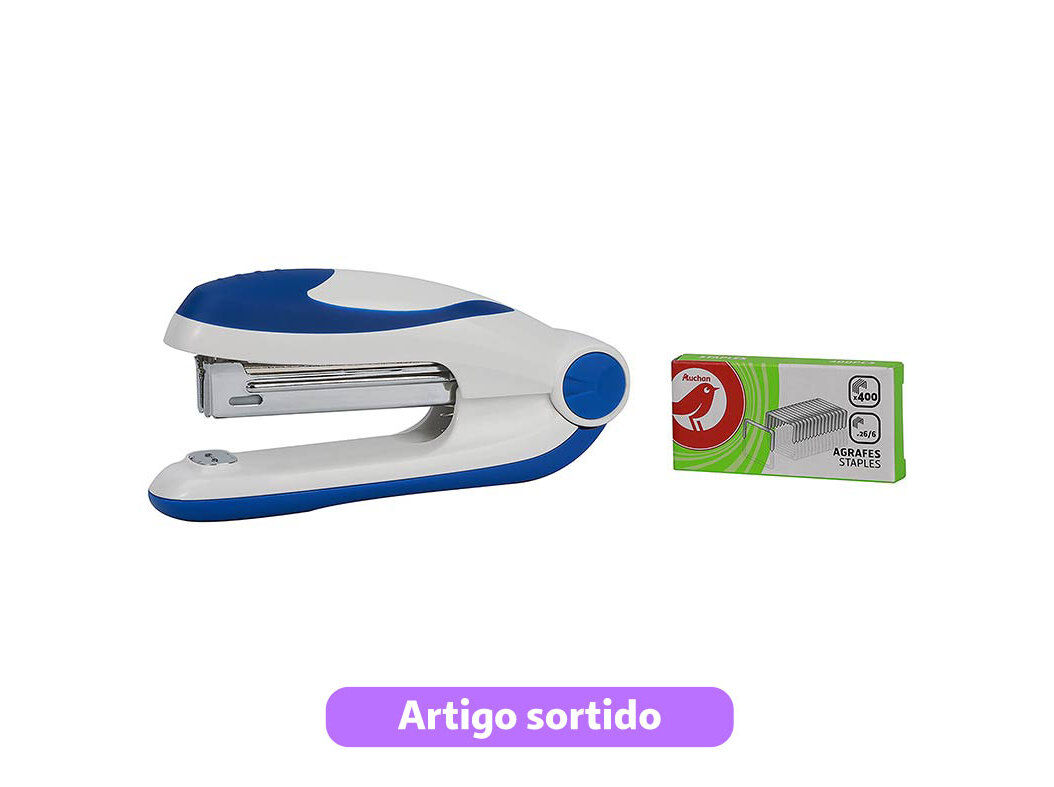 CONJUNTO DE MINI AGRAFADOR N.10 AUCHAN E CAIXA COM 400 AGRAFOS CORES SORTIDAS image number 7